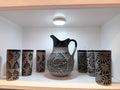 Juego de Jarra con Vasos Floral Negro