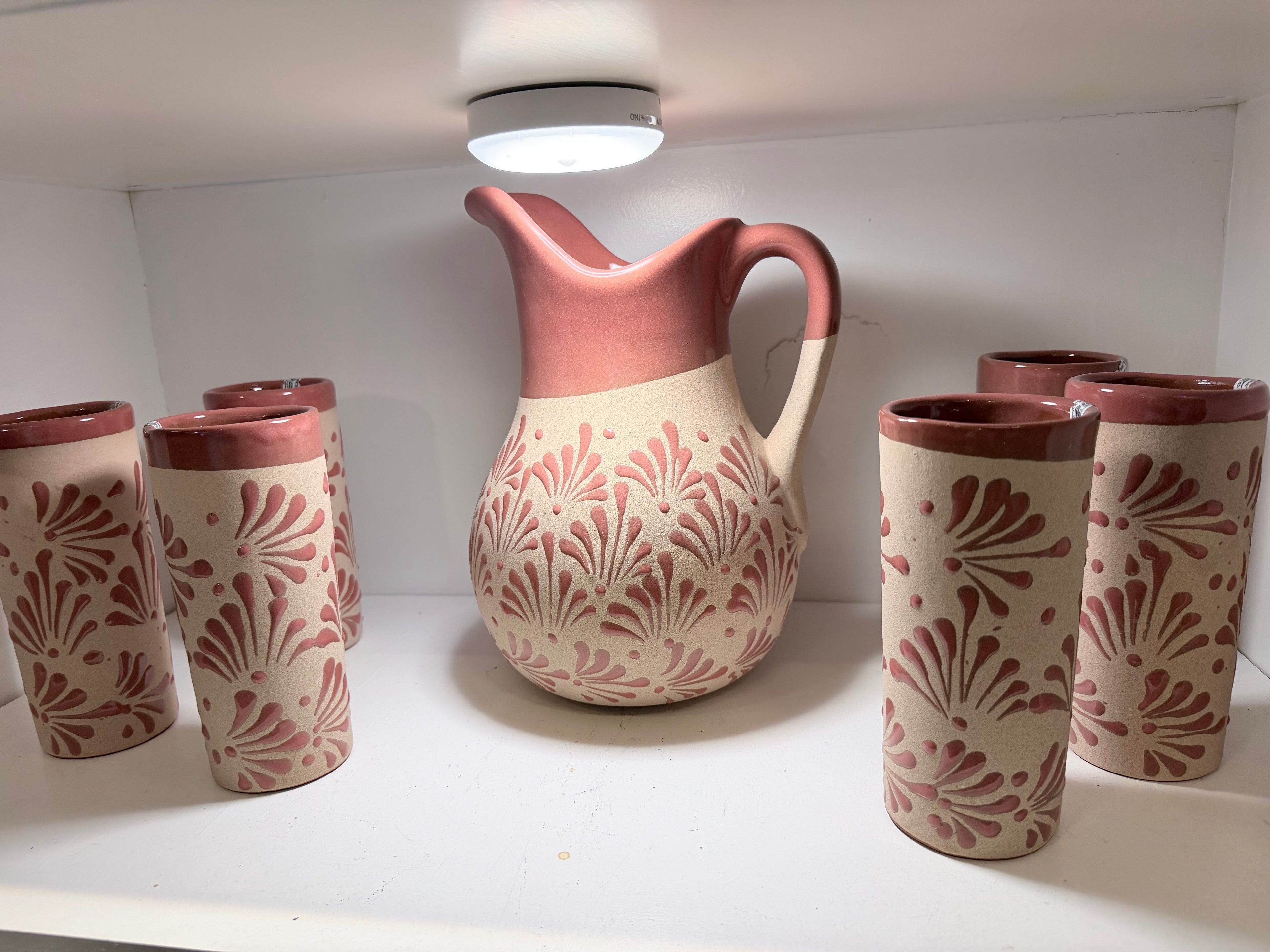 Juego de Jarra con 6 Vasos Rosa Floral