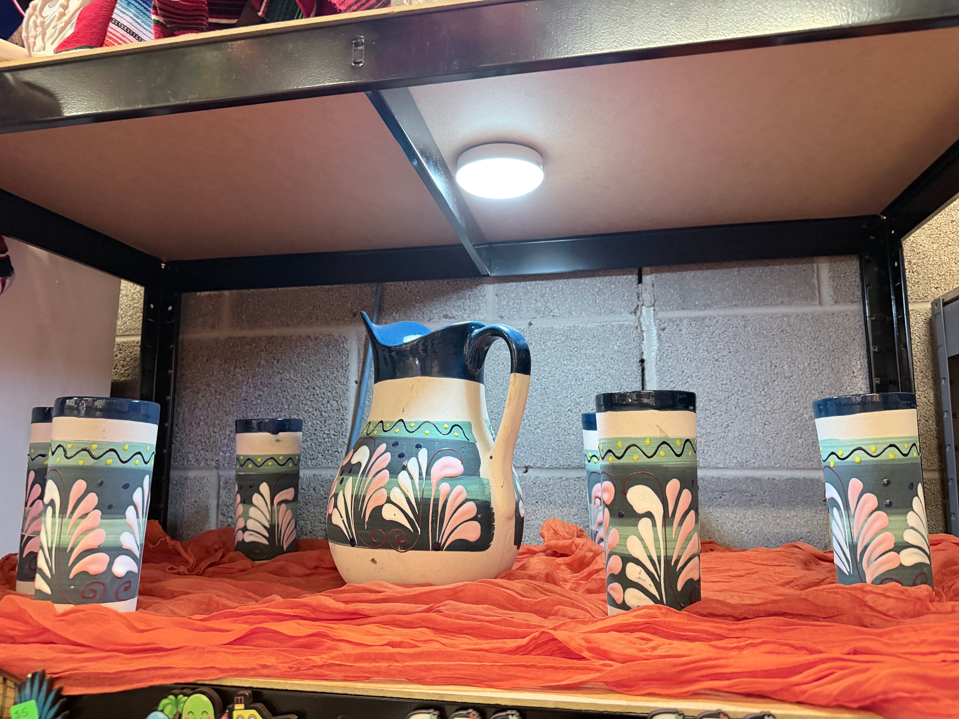Juego de Jarra con 6 Vasos Azul Floral