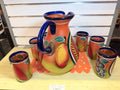 Juego de Jarra con 6 Vasos de Vidrio Soplado Frutal